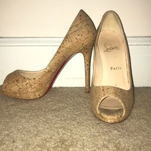 Christian Louboutin Cork Peep Toe Pumps